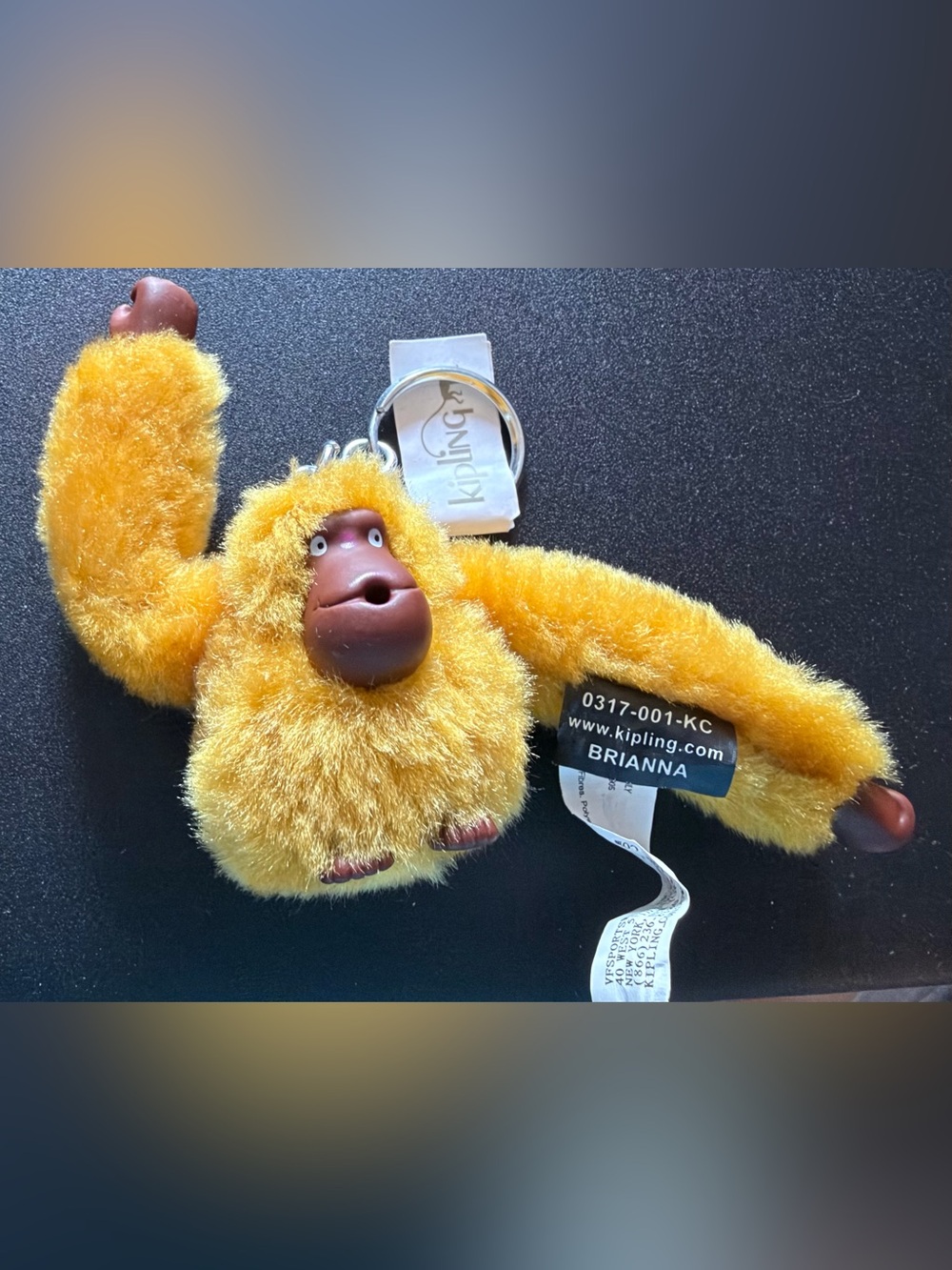 NWT Kipling Brianna Yellow Plush Monkey Keychain Bag Charm